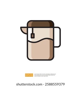 Coffee Related Icon Representing a Modern Beverage Container with a Tea Bag for Hot Drink Illustration in a Minimalist and Colorful Design