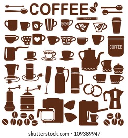 Coffee related silhouette symbols