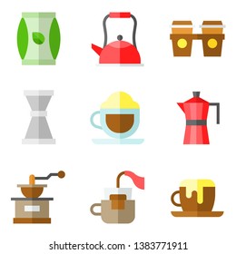 Coffee related vector icon set 3, flat design