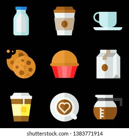 Coffee related vector icon set, flat design