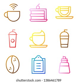 Coffee related vector icon set, gradient design