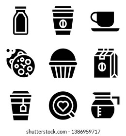 Coffee related vector icon set, solid design