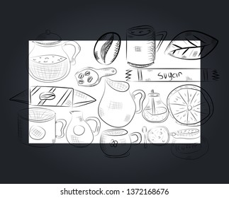 Coffee restaurant brochure vector, coffee shop menu design. Vector cafe template with hand-drawn graphic. Coffee flyer.