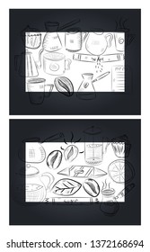 Coffee restaurant brochure vector, coffee shop menu design. Vector cafe template with hand-drawn graphic. Coffee flyer.