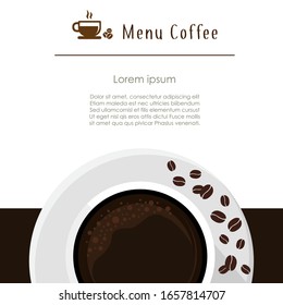 Catálogo de café vector, diseño de menú de cafetería. Plantilla de café vectorial
