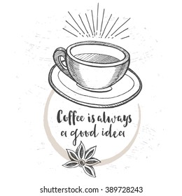 Coffee restaurant brochure vector, coffee shop menu design. Vector cafe template with hand-drawn graphic. Coffee flyer.