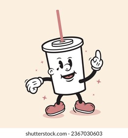 Coffee Retro Character Mascot Soda Cartoon Retro Drink Character Retro Soda Mascot Cute Character