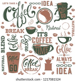 Coffee Retro Elements collection isolated on white.Vector illustration.