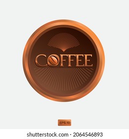 Coffee Retro-Logo auf Kupfer- und Bronze-Abzeichen