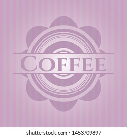 Coffee retro pink emblem. Vector Illustration. Detailed.