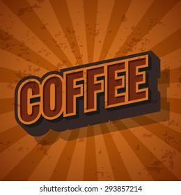Coffee retro sunburst poster, Vector illustration