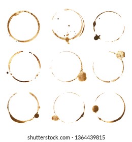 Coffee ring stain. Grunge style design element set