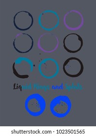 Coffee Rings and Splats. Vector Vintage Coffee Shop Logo Stamp.