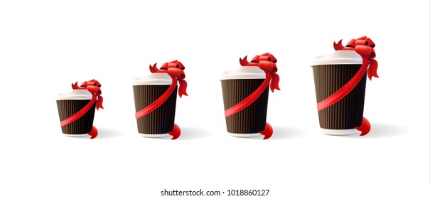 Coffee Ripple Cups with Ribbons 4 sizes