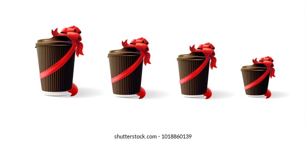 Coffee Ripple Cups with Ribbons 4 sizes
