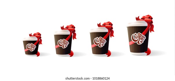 Coffee Ripple Cups with Ribbons and Logo 4 sizes