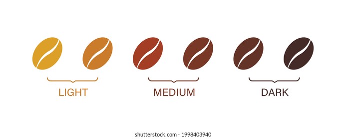 Coffee roast level icon vector light medium dark