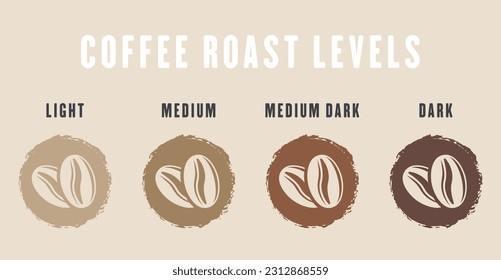 Coffee roast levels vector illustration on light backgroundCoffee roast levels vector illustration on light background