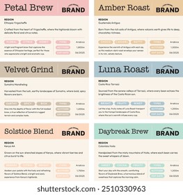 Coffee Roast Variation Label Pastel Modern Simple Design Packaging