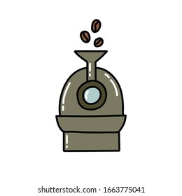 Coffee Roaster Doodle Icon, Vector Illustration