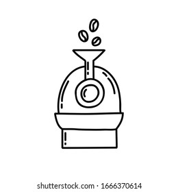 Coffee Roaster Doodle Icon, Vector Illustration 