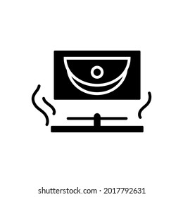 Coffee roaster glyph icon. Professional technology for beans processing. Black silhouette symbol. Isolated vector stock illustration