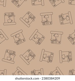 Coffee roaster line art seamless pattern. Suitable for backgrounds, wallpapers, fabrics, textiles, wrapping papers, printed materials, and many more.