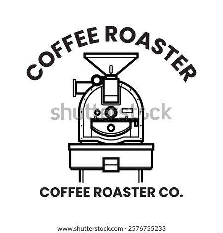 Coffee Roaster Logo Design for Coffee Shop or Roaster Vector Outline, Line Art Illustration Concept