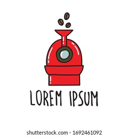 icono del doodle de la máquina tostadora de café, ilustración vectorial