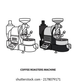 Coffee Roaster Machine Vector, Coffee Equipment Vector, Design Outline Black logo illustration 