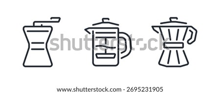 Coffee roaster, mokka pot editable stroke outline icon isolated on white background flat vector illustration. Pixel perfect. 64 x 64.