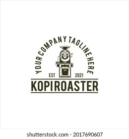 coffee roaster Vintage Retro Rustic , machine, electric, badge logo design vector. for restaurant, coffee shop.