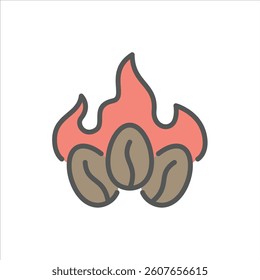 coffee roasting filled outline icon. coffee beans color line illustration.