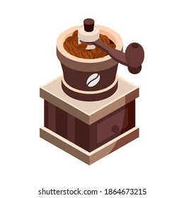 coffee roasting machine brewing isometric icon design vector illustration