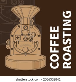 coffee roasting machine line drawing illustration cover 