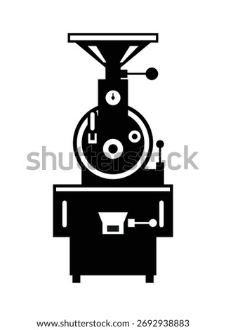 Coffee roasting machine. Simple illustration in black and white.