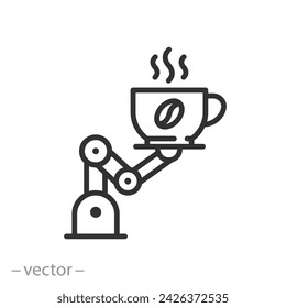 coffee robot icon, automation of hot drinks preparation, coffee machine, thin line symbol, vector illustration eps 10