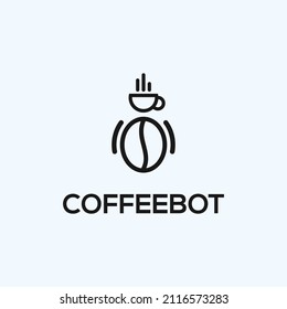 coffee robot logo design vector illustration