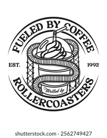 Coffee with Rollercoasters t-shirt design and logo