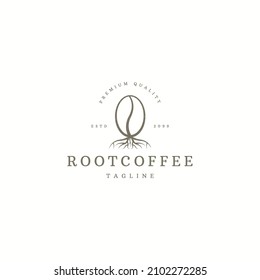 Kaffee mit Root Logo Symbol Design Vorlage flach Vektorgrafik