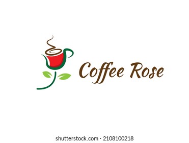 Coffee rose logo design template