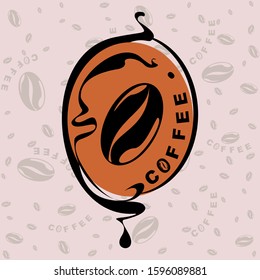 Coffee round logo on a seamless background.