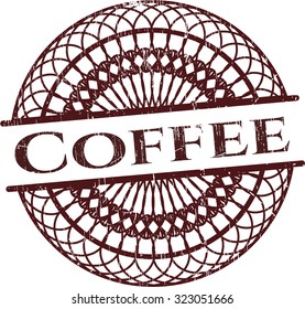 Coffee rubber stamp with grunge texture