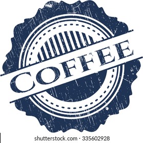 Coffee rubber stamp with grunge texture