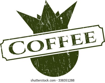 Coffee rubber stamp with grunge texture