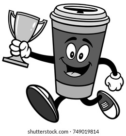Coffee Running with Trophy Illustration