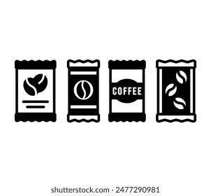 Kaffeebeutel Drink Icons Vektorgrafik Design Schwarz Weiß Farbe Illustration Sets