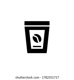 coffee sachet icon in black flat glyph, filled style isolated on white background