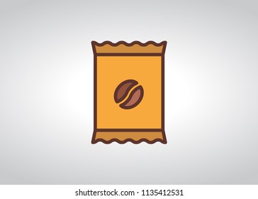 Coffee sachet icon, filled line icon