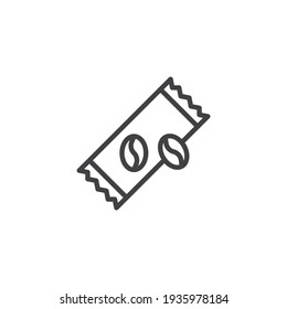 Coffee sachet line icon. linear style sign for mobile concept and web design. Instant coffee stick outline vector icon. Symbol, logo illustration. Vector graphics